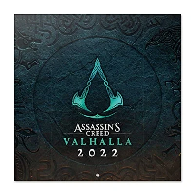 Image of Official Assassins Creed 2022 Wall Calendar, 12&quot; x Square Calendar (Free Poster Included), Family 2022, Vikings Secret Santa Gift