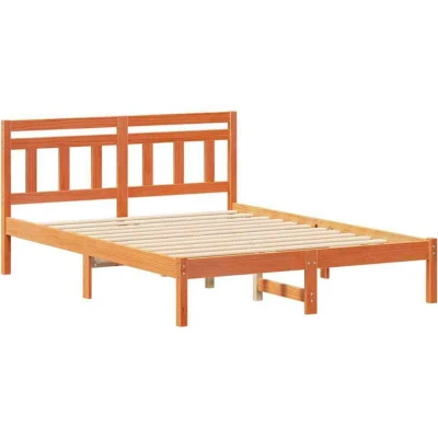 Image of With Headboard Brown 120 x 190 cm Solid pine wood Vidaxl