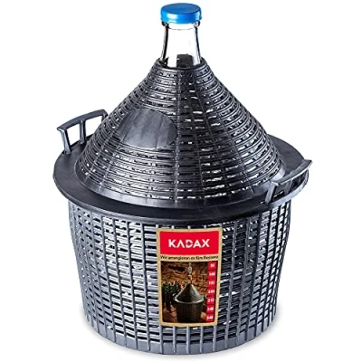 Image of KADAX Glass Demijohn 34 L, Transparent Carboy with Slim Neck and Plastic Basket for Wine Making Beer Brewing, Airtight Container Fermentation