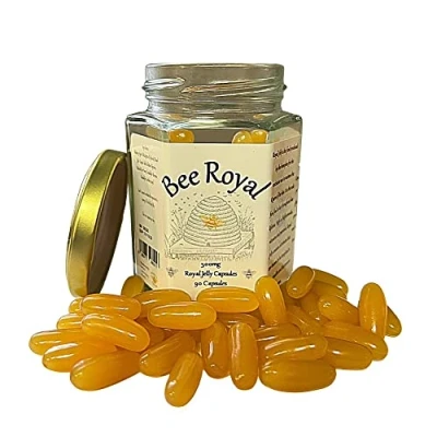 Image of Bee Royal 500mg fresh Jelly capsules 90 of 100% Queen&#039;s NOT freeze dried extract supports immune system, fertility, energy management, reduces tiredness &amp; fatigue