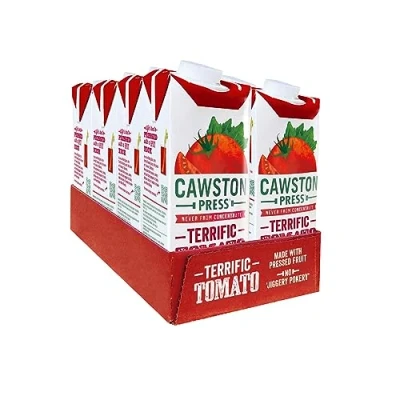 Image of Cawston Press Tomato Pressed Juice 1 Litre Pack of Cartons All Natural Vegan No Added Sugar, (Pack 8)