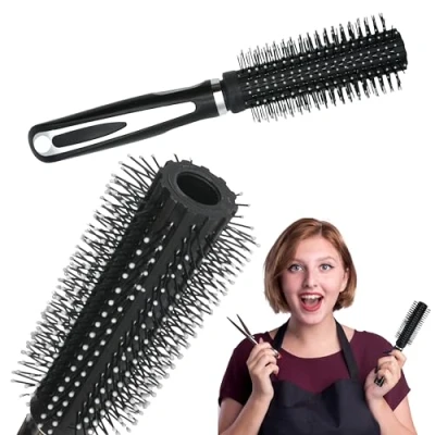 Image of Radial Hairbrush for Women, Professional Bristle Brush Styling &amp; Polishing, Round Hair Blow Drying, Curling Brush, Ideal Men, Women and Barbers Size 23cm