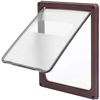 Image of ANQI Automatic Pet Dog Door Cat Flap Magnetic Lockable All Weather Gate Entry Tunnel Screen for Small Medium Large Brown L