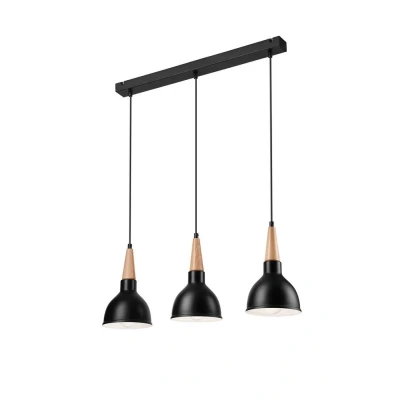 Image of Francesca Bar Pendant Ceiling Light Black, 3x E27