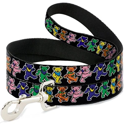 Image of Buckle Down Pet Leash Dancing Bears Black/Multi Color 4 Feet Long 1&quot; Wide