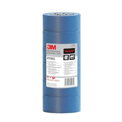 Image of 3M Professional Masking Tape 2090, Universal Surfaces, Tower Pack of 6 rolls, 48 mm x 50 m UV stable, Water Resistant, For Indoor &amp; Outdoor Painting and Decorating