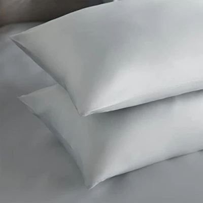 Image of Silentnight Pure Cotton Housewife Pillowcase Pair, Silver