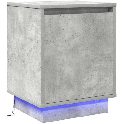 Image of vidaXL Bedside Cabinet with LED Lights Concrete Grey 39x34.5x50 cm