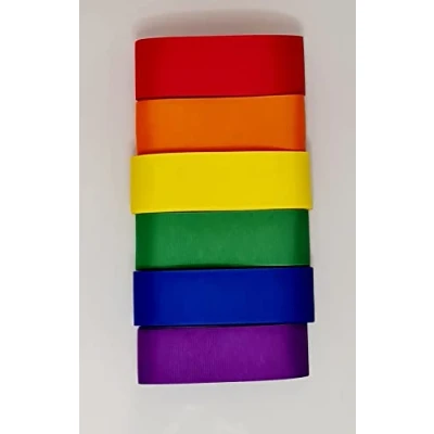 Image of 12 Metres (6 x 2 Metres) Grosgrain Ribbon 38mm Mixed Colours Value Pack TWINKLE STAR BABY (Rainbow Mix)
