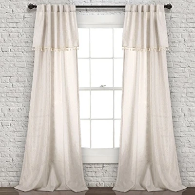 Image of Lush Décor Ivy Tassel Window Curtain Panel Pair, 84 x 40 in, Neutral