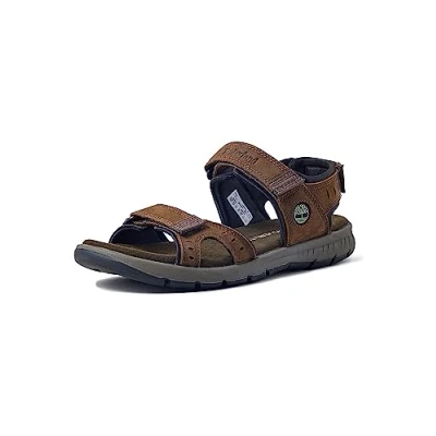 Image of Timberland Men&#039;s Governor&#039;s Island 3 Strap Sandals, Dark Brown Nubuck, 9.5 UK