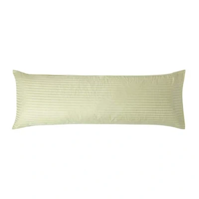 Image of HOMESCAPES Sage Green Pure Egyptian Cotton Body Pillowcase 330 TC 500 Thread Count Percale Equivalent Satin Stripe Long Pillow Case for Nursing Pregnancy and Elderly Support
