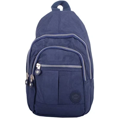 Image of Valita Mens/Womens Crinkled Nylon Handy Practical Tavel Ruck Sack/Back Pack Navy