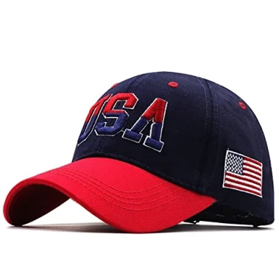 Image of Ericetion Adjustable Usa Flag Baseball Cap, Embroidered Cotton Snapback Hat for Men &amp; Women