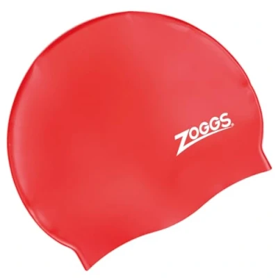 Image of Zoggs Adult Swimming Caps, Comfortable Hat, Non Slip lining Shaped Cap, Chlorine Beating Swim Cap (One Size), Red