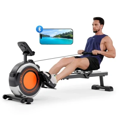 Image of Dripex Rowing Machines for Home Use, Machine Max 350 LBS, Magnetic Rower with 16 Levels of Workout Resistance, Dual Slide Rail, Bluetooth App Supported, LCD Monitor,Row Gym Exercise