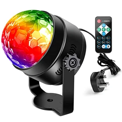 Image of Litake Disco Ball, 2 Pack Lights Remote Control Sound Activated Party DJ Stage 3W 7 Lighting Colours Effect Strobe Light for Xmas Pub Wedding Club Show