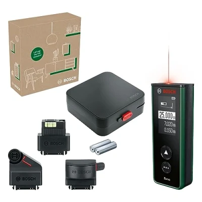 Image of Bosch Laser Measure Zamo 4th gen. (Easy &amp; Precise Measurement up to 25m, Rechargeable Batteries via USB C®, with Attachment Function, in E Commerce Cardboard Box)