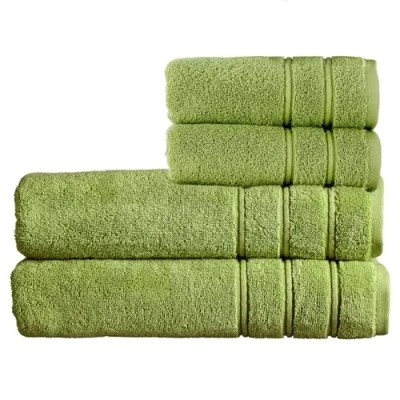 Image of Christy Antalya Bath Sheets Set 4 Piece 100% Turkish Cotton 600GSM Soft Plush Luxury Towel 2 Hand Towels Quick Dry Fern Green