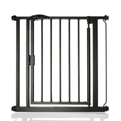 Image of Safetots Pressure Fit Self Closing Stair Gate, 75cm 82cm, Matt Black, Auto Baby Safety Barrier for Toddler, Easy Installation