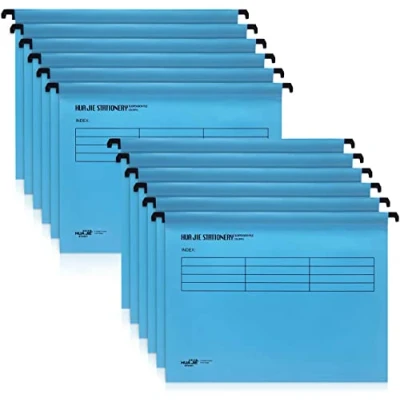 Image of weegoo 12Pcs A4 Suspension Files with Tabs and Card Inserts Folders Hanging Filing Torage Folder for Home School &amp; Office File Organization Cabinet/Blue, DGJB