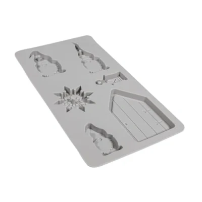 Image of Rayher Silicone Casting Mould with Gnome, Door, and Snowflake Designs, Tray 6 Different Shapes for Concrete, Plaster of Paris, Resin, 14.5x26x1cm, grey, 36122000