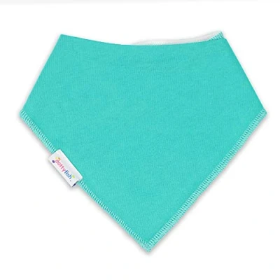 Image of Dotty Fish Baby Bandana Bibs. Drool Super Absorbent Teething Bib. Teal Green. Organic Cotton
