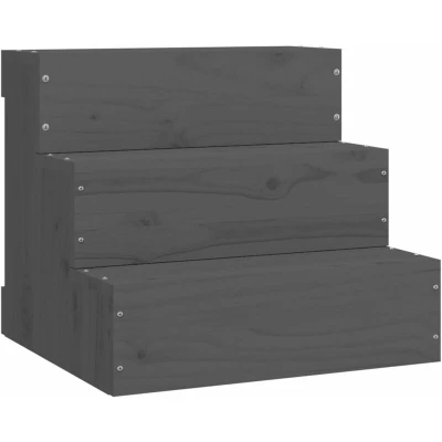 Image of vidaXL Pet Stair Grey 40x37.5x35 cm Solid Wood Pine