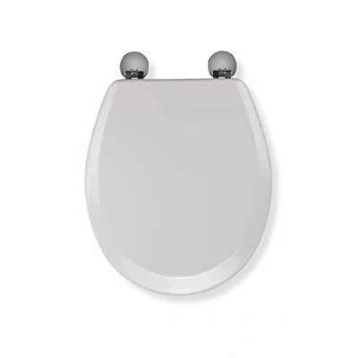 Image of Croydex Como Toilet Seat, Wooden Anti Bacterial, Rust and Stain Free, Flexi Fix Hinges with Top Bottom Perfect Fit Seat for Every Home, White