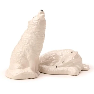 Image of Puckator SP98 White Wolf Ceramic Salt and Pepper Set