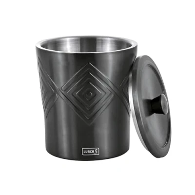 Image of LURCH 240795 Double Walled Stainless Steel Ice Bucket for Keeping Cubes 1500 ml Smokey Grey