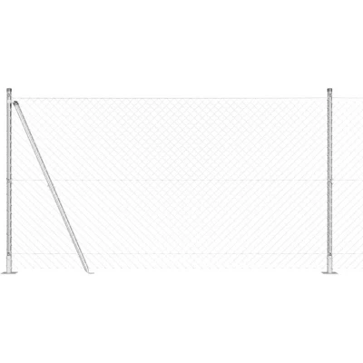 Image of vidaXL Chain Link Fence with 7 Flanged Posts 1.2x10 m Galvanised Steel