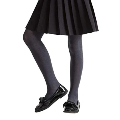 Image of 1 Pair Grey Plain Bamboo Tights with Smooth Toe Seams Girls 5 6 Years SOCKSHOP
