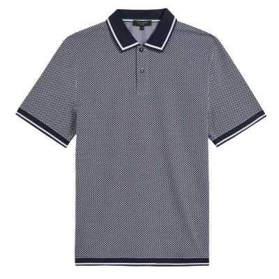 Image of Ted Baker Affric Mens Navy/White Geo Polo Shirt Size Small