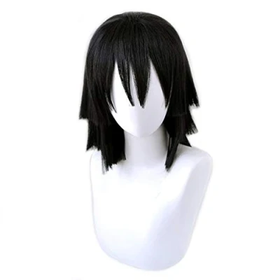 Image of HIROAKIYA Obanai Iguro Wig, Demon Slayer Kimetsu no Yaiba Cosplay Wig with Cap