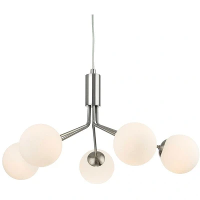 Image of Montana 5 Light Globe Fitting Brushed Steel with Opal White Glass
