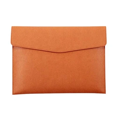 Image of Portable Leather A4 File Folder Pocket Document Wallet Files Record Bag Business Handbag with Magnet Button,Briefcase Paper Storage Organiser Brown