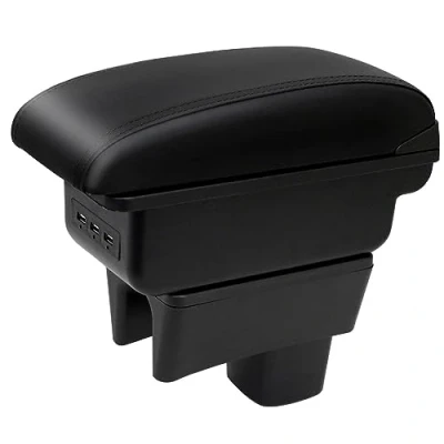 Image of YJYWZH Car Armrest For Swift 2005 2018 Double Layer Console Center Large Storage Box with 3 USB Charging Port Black Stitching