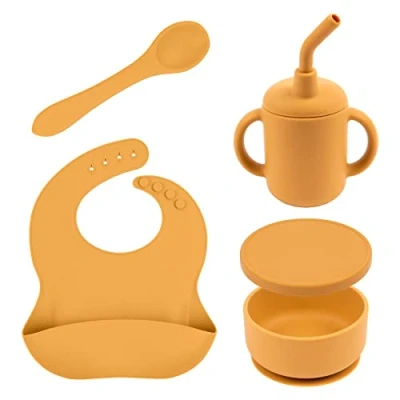 Image of Tiny Dining Baby Silicone Suction Weaning Set Ochre 4pc