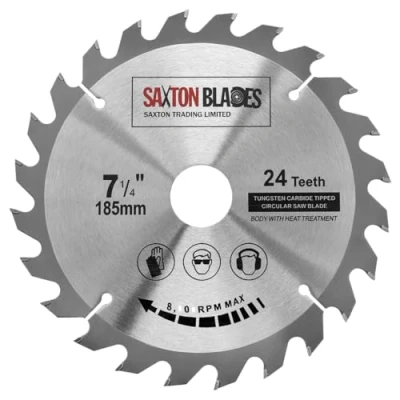 Image of TCT18524T Saxton TCT Circular Wood Saw Blade 185mm x 30mm Bore 24T for Bosch Makita Dewalt Fits 190mm Saws