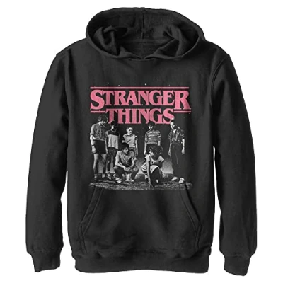 Image of Netflix Kids Things Stranger Fade Youth Pullover Hoodie Hooded Sweatshirt, Black, L