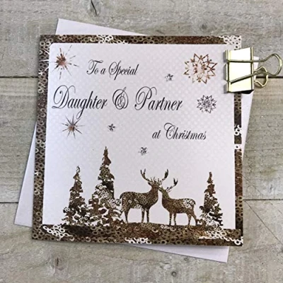 Image of DAUGHTER &amp; HER PARTNER Handmade Christmas Card by White Cotton Cards