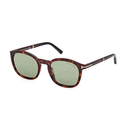 Image of TOM FORD Man FT1020 Jayson 52n Sunglasses Acetate Dark Havana Green Squared Normal