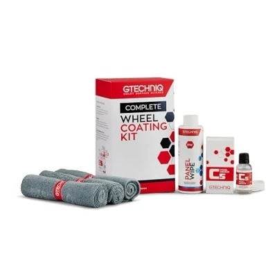 Image of Gtechniq Wheel Coating Kit for Cars with paint degreaser Panel Wipe, C5 Armour and Microfibre Cloth, Car Accessories Cleaning