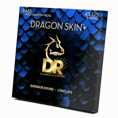 Image of DRAGON SKIN+ Coated Quantum Nickel Bass Strings DBQ5 45 Superior Sound with Comfortable Feel &amp; Long Life: 5 String Medium 125