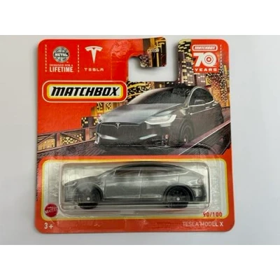 Image of 2023 Matchbox Tesla Model X Metallic Grey 90/100 (Short Card) HLC74
