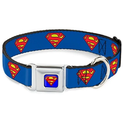 Image of Buckle Down Superman DC Comics Superhero Classic Logo Seatbelt Fun Animal Pet Dog Cat Collar