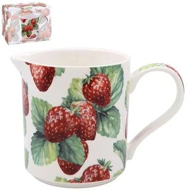 Image of LESSER &amp; PAVEY Ceramic Jug Fine China Decorative Vase Strawberry Field Fruit Summer Design