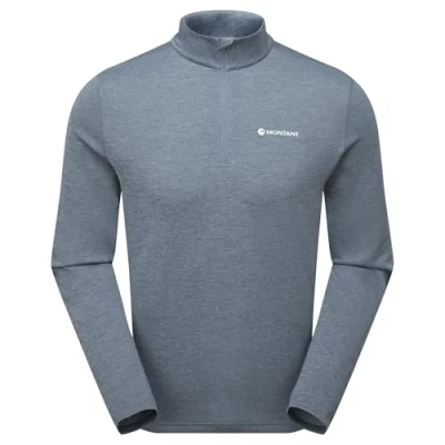 Image of Montane Men&#039;s Dart Zip Neck T Shirt Stone Blue