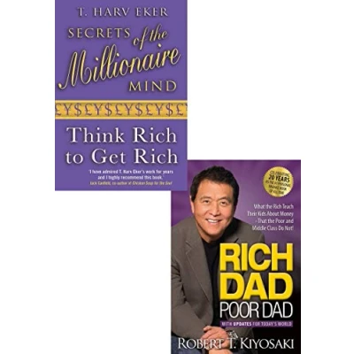 Image of Rich Dad Poor and Secrets of the Millionaire Mind 2 Books Collection Set Rich, Poor, Middle Class, Kids, Parents, Teach, Money, Finance